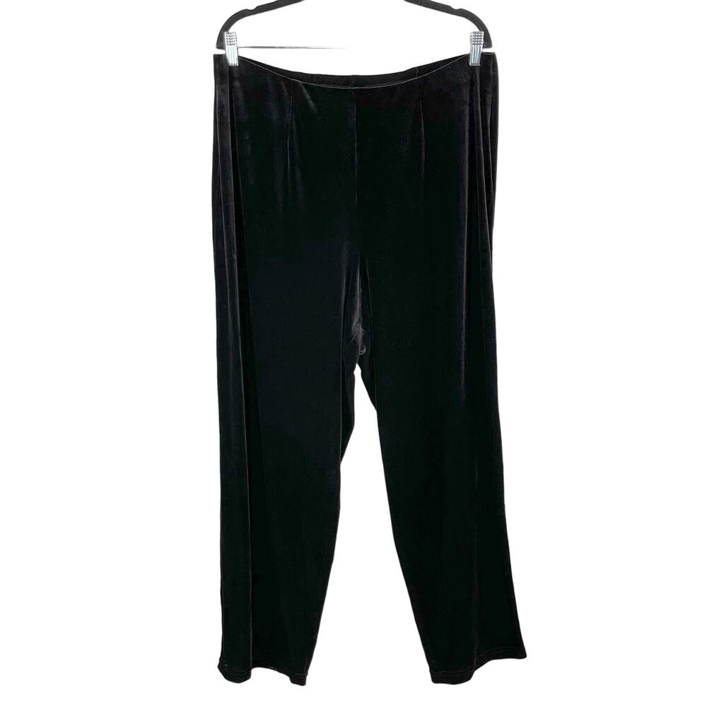 Vintage Maggie Sweet Black Elastic Waist Velvet Pull On Stretch Pants Plus 1X